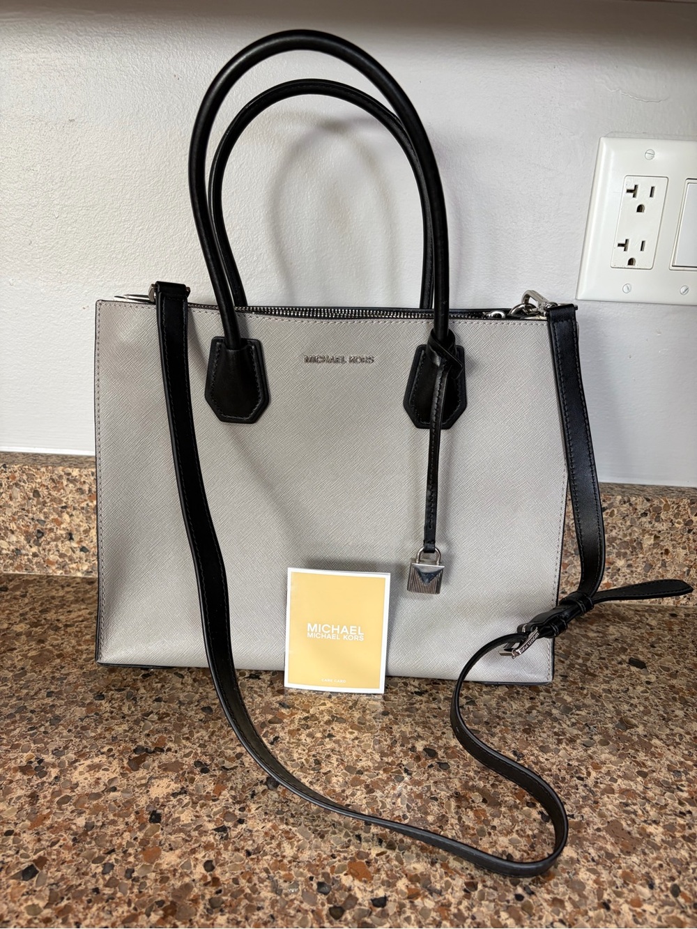 Michael Kors Two-Tone Gray and Black Saffiano Satchel